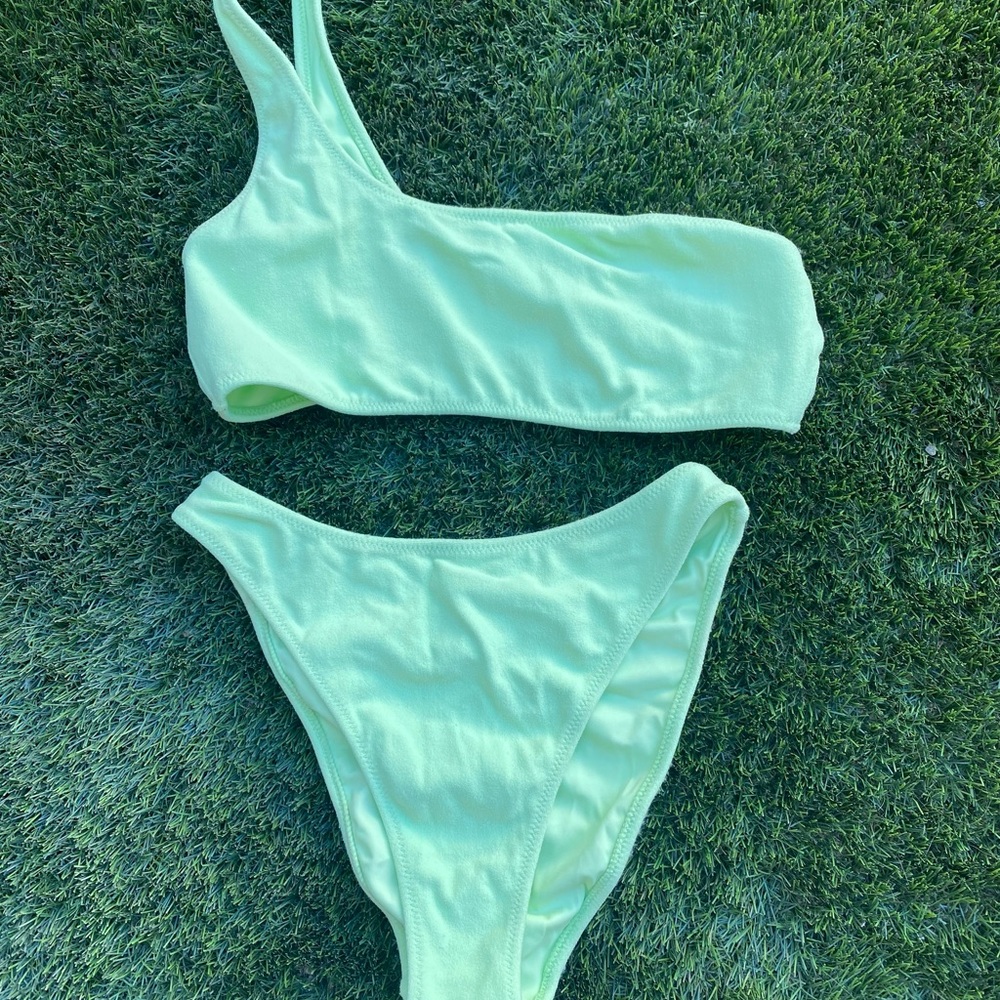 PACSUN -  Eco Pale Green Ally Terry High Waisted Bikini